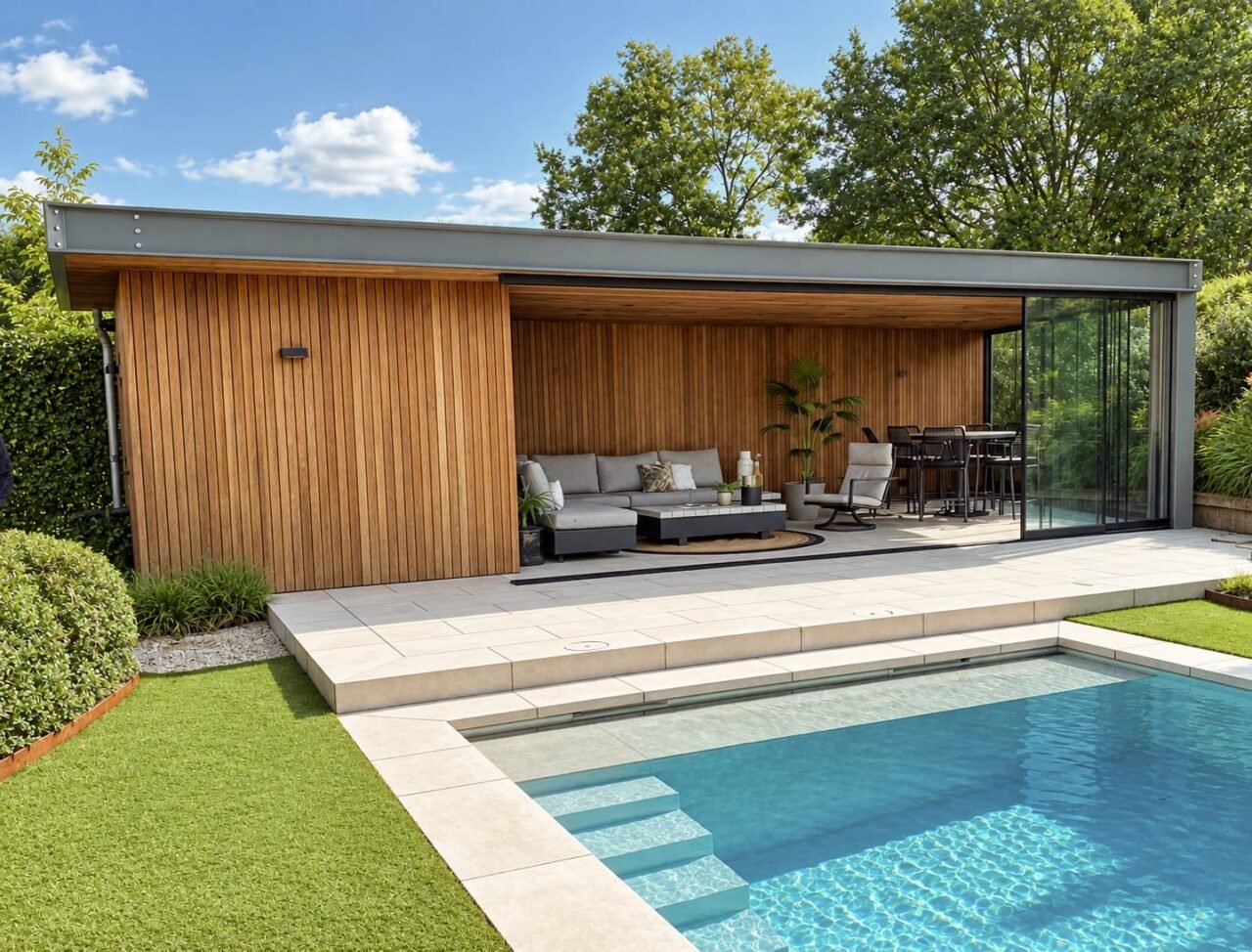 Villatuin met zwembad en poolhouse, foto 1